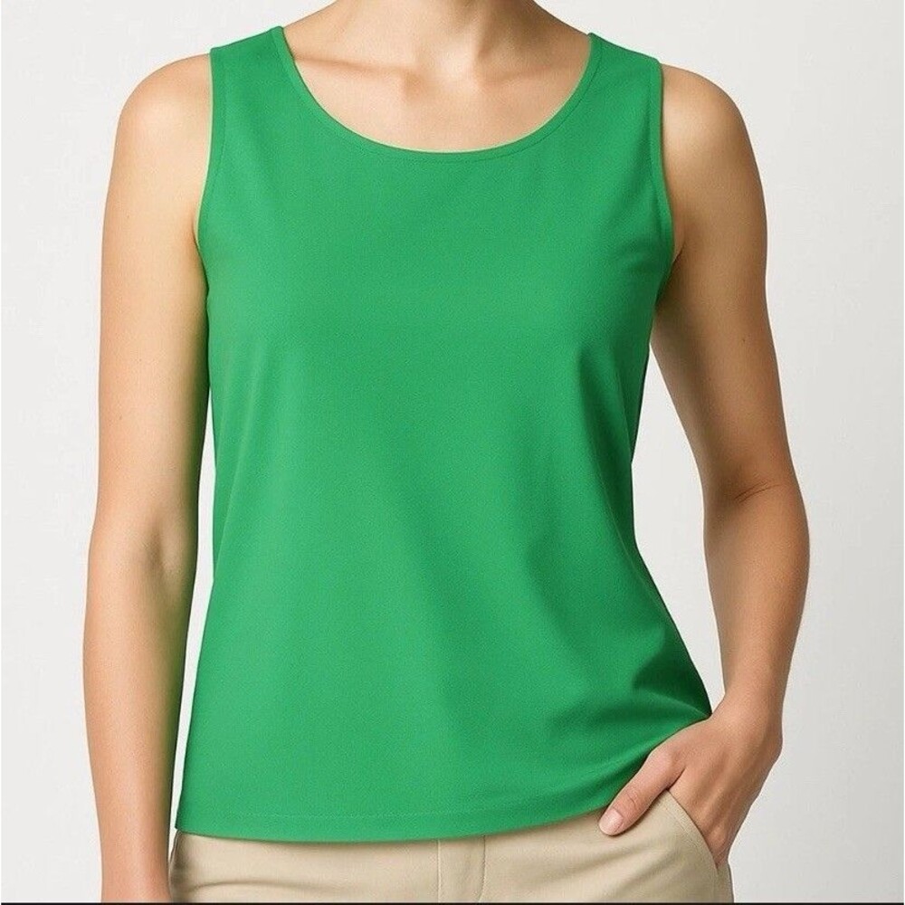 J. Jill Pima-Stretch Cotton Knit Tank Top Size Large Green Papaya Sleeveless Top